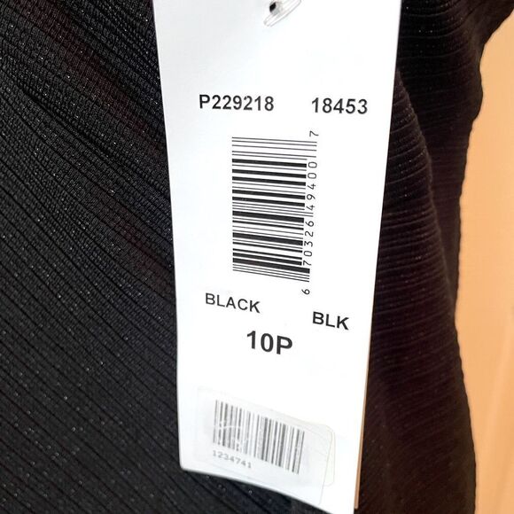 BLACK COCKTAIL DRESS SLEEVELESS WITH BEADED NECKLINE SIZE 10P NWT - Picture 7 of 9